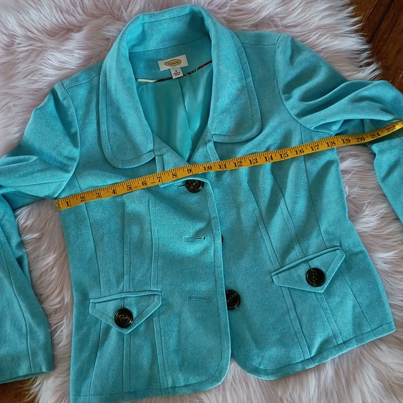 Womens Turquoise Button-Front Jacket - Picture 13 of 15